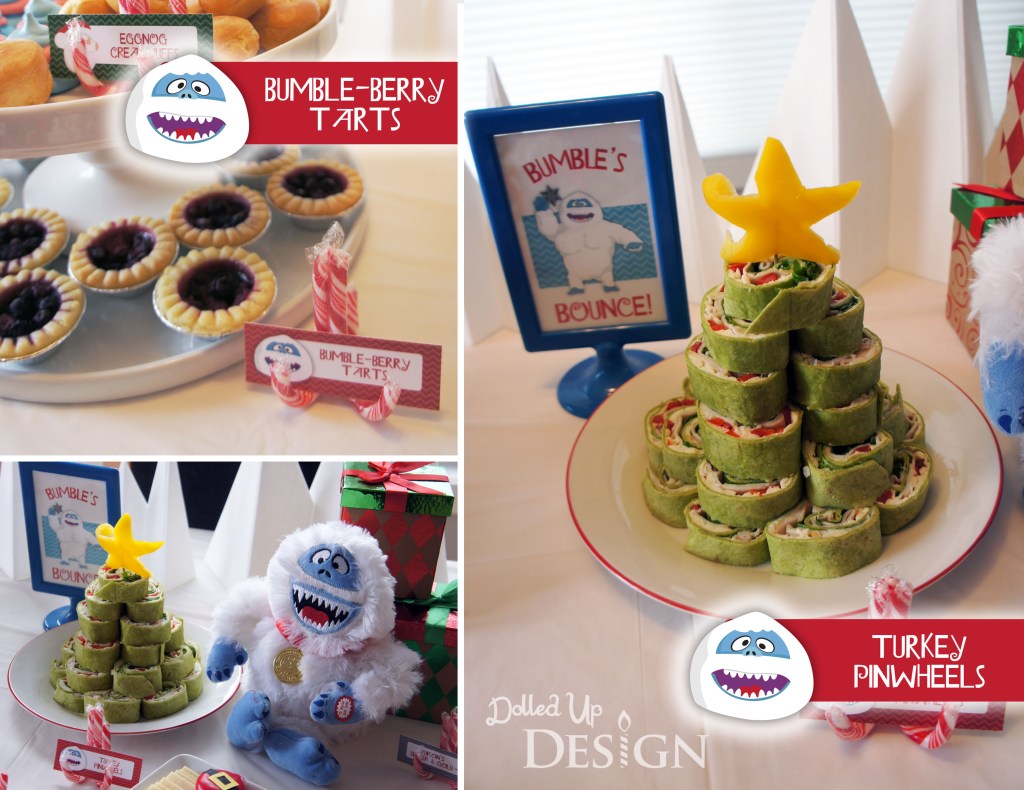 Rudolph Holiday Party Food - Bumble-berry Tarts and Turkey Pinwheels