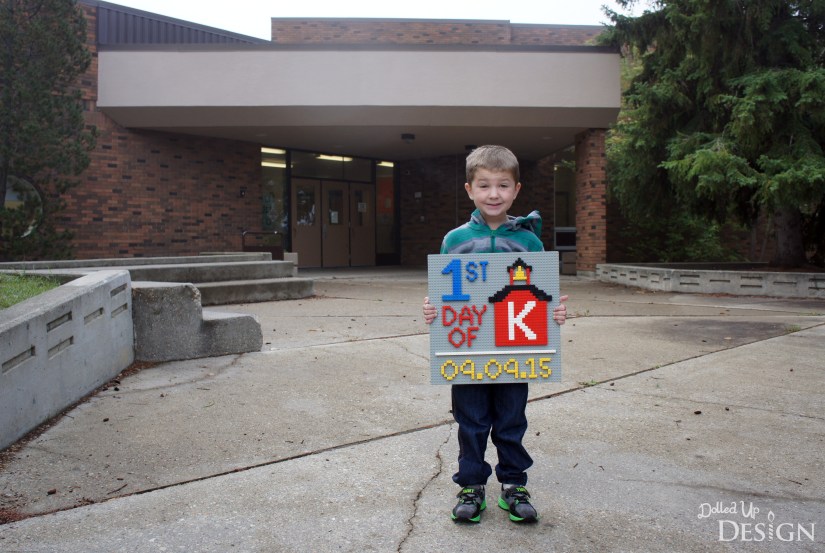 First Day of School Sign made from Lego