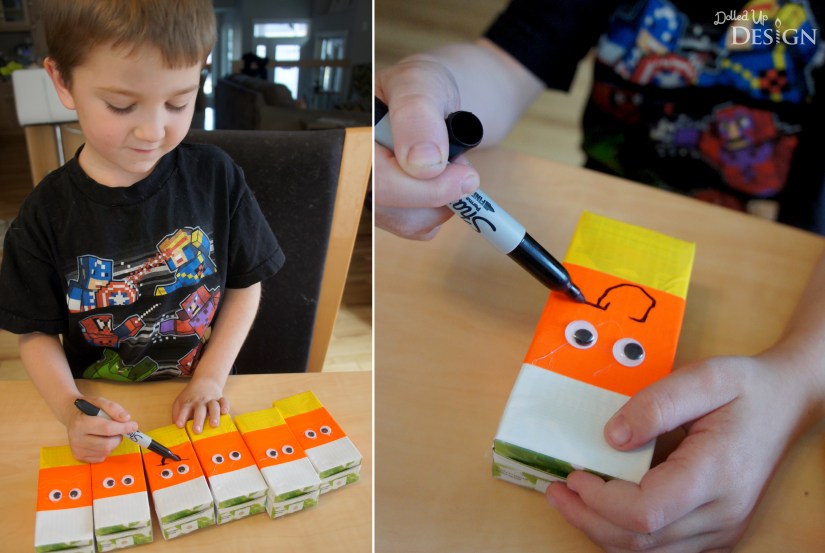 Candy Corn Juice Boxes made with Duck Tape