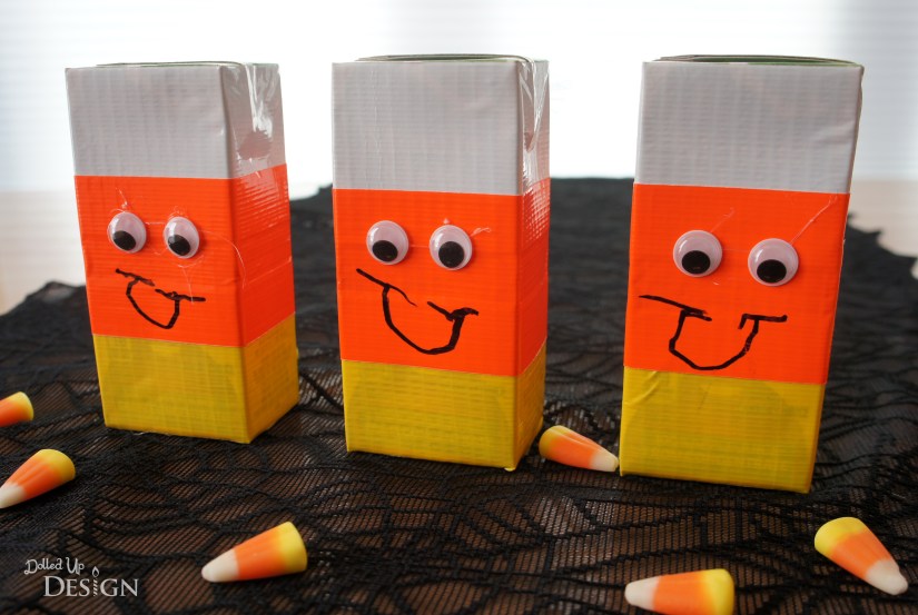 Candy Corn Juice Boxes made with Duck Tape