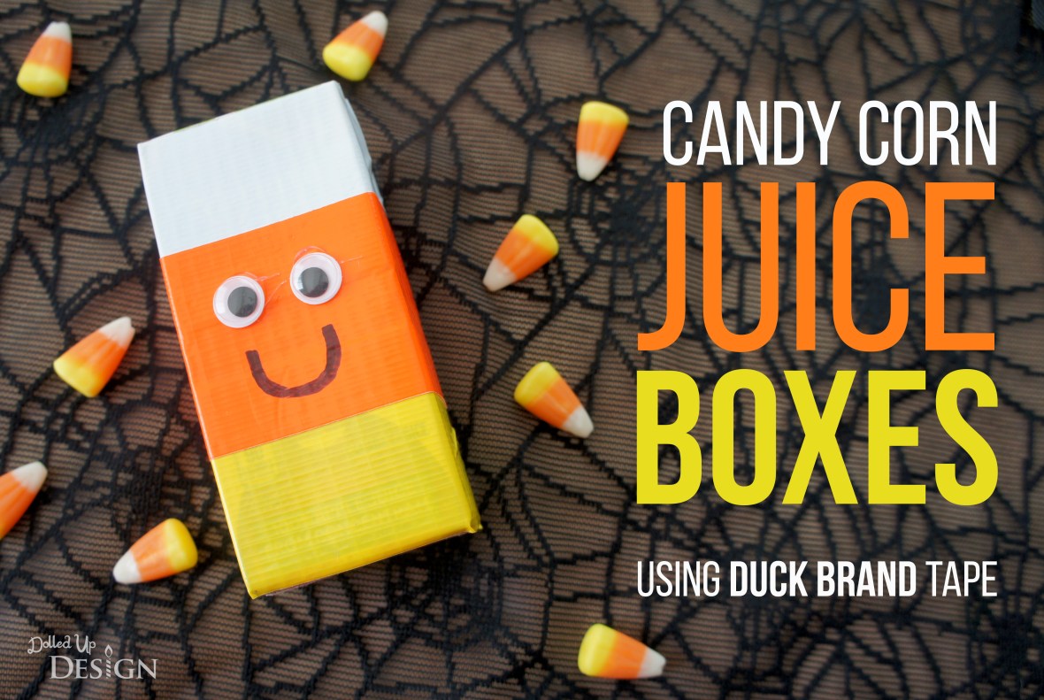 Candy Corn Juice Boxes made with Duck Tape