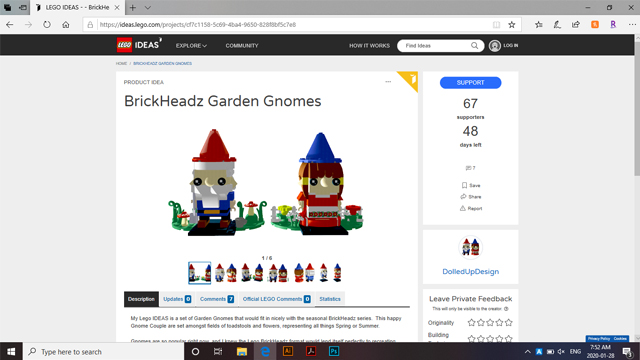 Lego IDEAS BrickHeadz Garden Gnomes Chantelle Doll